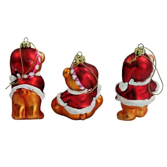 Collectible Glass Ornament Bears Christmas 3 Piece Set 4" Belkie 2005 - Picture 2 of 3